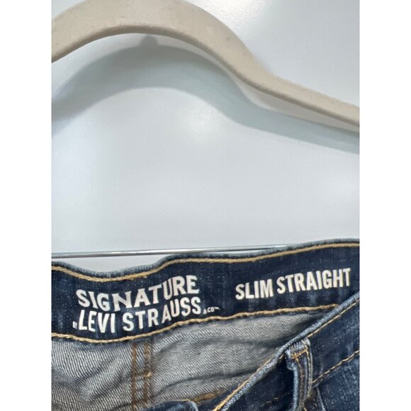 Signature Levi Strauss and Co Slim Straight Denim Jeans Size 36 Blue Dark Wash - Picture 3 of 7
